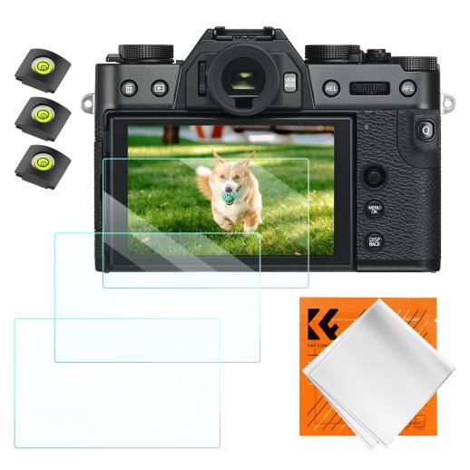 Screen Protector*3 + Hot Shoe Level*3 + Vacuum Cleaning Cloth*1 for Fujifilm X-T30, X-T30 II Cameras