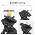 Fluid Head, Lightweight Fluid Video Head Silky-Smooth Stable Tripod Head Mount Max Load 17.6lbs/8kg, Tripod Head for 360°Pan and -75°to 90 Tilt. BV40 K&F CONCEPT