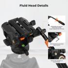 Fluid Head, Lightweight Fluid Video Head Silky-Smooth Stable Tripod Head Mount Max Load 17.6lbs/8kg, Tripod Head for 360°Pan and -75°to 90 Tilt. BV40 K&F CONCEPT