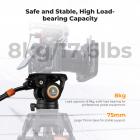 Fluid Head, Lightweight Fluid Video Head Silky-Smooth Stable Tripod Head Mount Max Load 17.6lbs/8kg, Tripod Head for 360°Pan and -75°to 90 Tilt. BV40 K&F CONCEPT
