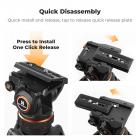 Professional Fluid Head, Lightweight Fluid Video Head Silky-Smooth Stable Tripod Head Mount Max Load 17.6lbs/8kg, Tripod Head for 360°Pan and -75°to 90 Tilt. BV50 K&F CONCEPT