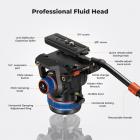 Professional Fluid Head, Silky-Smooth Fluid Head Tripod for Video Stable Tripod Head Mount Max Load 22lbs/10kg, Tripod Head for 360°Pan and -55°to 90 Tilt. BV60 K&F CONCEPT