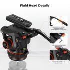 Professional Fluid Head, Silky-Smooth Fluid Head Tripod for Video Stable Tripod Head Mount Max Load 22lbs/10kg, Tripod Head for 360°Pan and -55°to 90 Tilt. BV60 K&F CONCEPT
