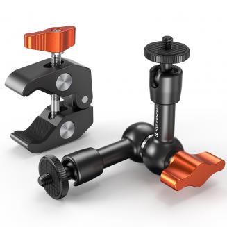 6" Magic Arm with Super Clamp, Magic Arm Clamp Kit with 1/4" & 3/8" Thread Screw, Articulating Friction Arm with Cold Shoe Clamp Mount for Monitor, LED Light, Webcam, Action Camera