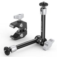 9.8" Magic Arm Clamp Kit with Dual 360° Ball Heads Camera Arm Mount for Monitor, Flash, LED Light, Microphone, Camera Cage, Action Camera, Sliver K&F CONCEPT