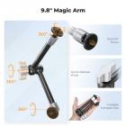 9.8" Magic Arm Clamp Kit with Dual 360° Ball Heads Camera Arm Mount for Monitor, Flash, LED Light, Microphone, Camera Cage, Action Camera, Sliver K&F CONCEPT
