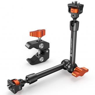 11" Magic Arm with Super Clamp, Magic Arm Clamp Kit with 1/4" & 3/8" Thread Screw, Articulating Friction Arm with Cold Shoe Clamp Mount for Monitor, LED Light, Webcam, Action Camera