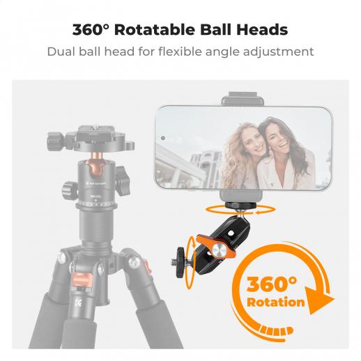 K&F Concept MS48 Dual Ball Heads Magic Arm with 1/4