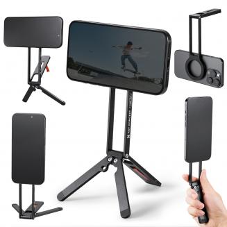 K&F Concept iPhone用マグネット式スマホ三脚スタンド、22.5Nの強力なマグネット式ミニ三脚、アルミニウム合金製ポケットセルフィースティック、iPhone 16 15 14 13 12シリーズ対応マグネット式スマホホルダー。