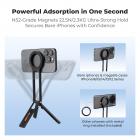 K&F Concept Magnetic Phone Tripod Stand for iPhone, 22.5N Strong Magnetic Mini Tripod Aluminium Alloy Pocket Selfie Stick, Mag Safe Phone Holder for iPhone 16 15 14 13 12 Series.