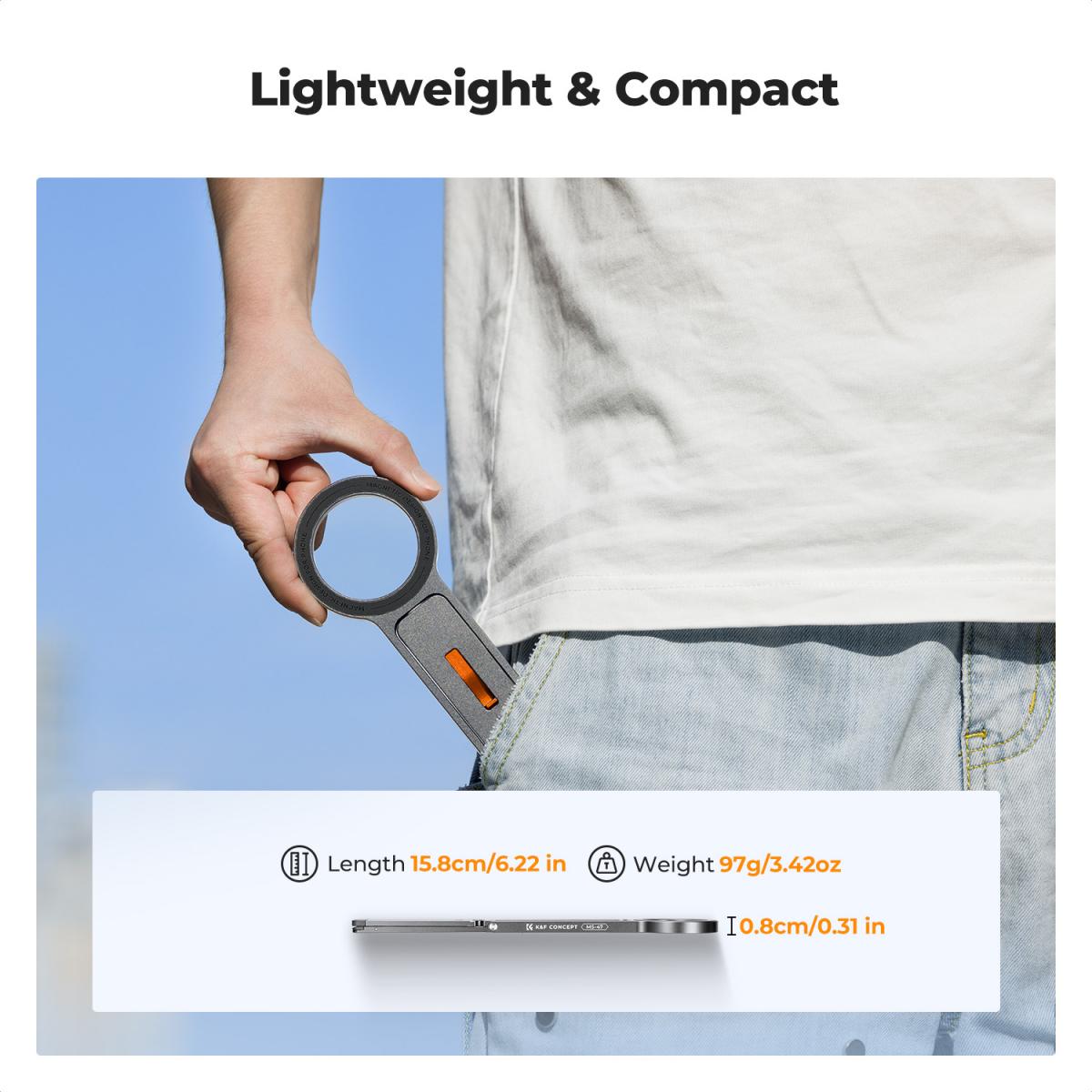 K&F CONCEPT Magnetic Phone Tripod Stand, 23N Strong Magnetic Mini Tripod Aluminium Alloy Pocket Selfie Stick, Mag Safe Phone Holder Compatible with iPhone 17 16 15 14 13 12 Series(Gray)