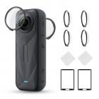 K&F Concept Standard Lens Guards Compatible with Insta360 X5 Accessories, High Transparency Tempered Optical Glass Lens Protector Cover with Screen Protector, Anti-Scratch Cap Replacement Kit