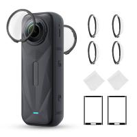 K&F Concept Standard Lens Guards Compatible with Insta360 X5 Accessories, High Transparency Tempered Optical Glass Lens Protector Cover with Screen Protector, Anti-Scratch Cap Replacement Kit