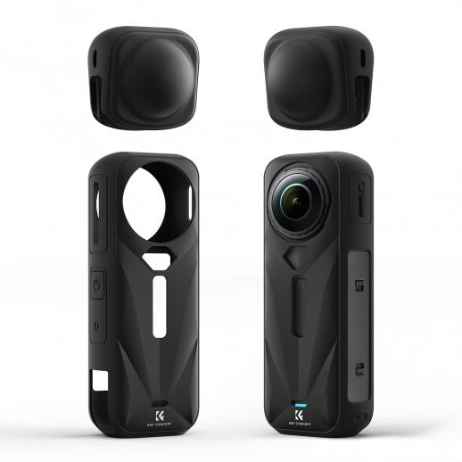K&F Concept Insta-360 X5用保護ケース、ソフトシリコン製全方位耐衝撃レンズカバー、防水、傷防止、スリムフィット、軽量