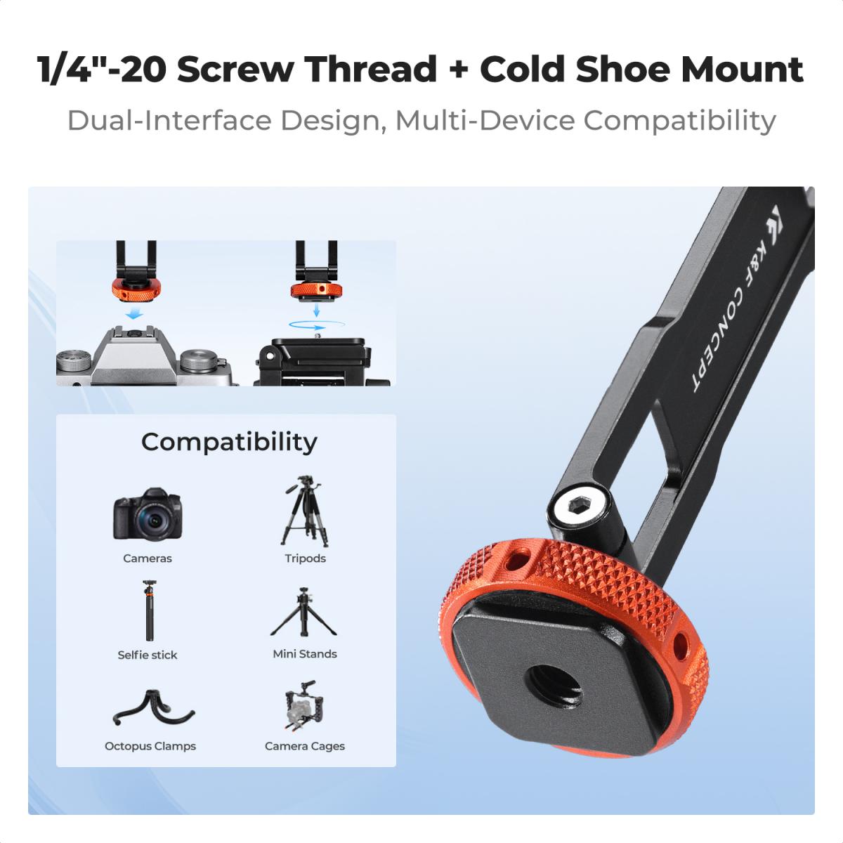 K&F CONCEPT Magnetic Metal Phone Mount With Cold Shoe Mount, Adjustable Rotatable Phone Holder Adapter Compatible With IPhone 16/15/14/13 Serie, Camera Monitoring, Tripods, Stabilizers - K&F Concept - View #7