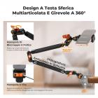 Braccio magico da 22", supporto per fotocamera da scrivania, braccio articolato a frizione lungo per telefono, action camera, luce LED, microfono K&F CONCEPT
