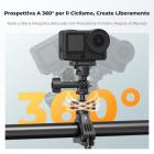 Supporto per manubrio K&F CONCEPT per bici e moto con testa a sfera a 360° e vite da 1/4" compatibile con DJI Action 5 Pro 4/3 GoPro Max Hero 13 12 11 10 9 8 7 6 5 Insta360 X5 Ace Pro 2 DJI Osmo Pocket 3