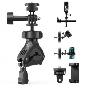 K&F CONCEPT Bike Motorcycle Handlebar Mount with 360° Ball Head 1/4" Screw Compatible with DJI Action 5 Pro 4/3 GoPro Max Hero 13 12 11 10 9 8 7 6 5 Insta360 X5 Ace Pro 2 DJI Osmo Pocket 3