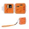 Transparent Double-Sided Memory Card Case with Customizable Slots, Waterproof & Shockproof Storage Holder for 2 CF-A, 2 SD, 8 Micro SD/TF Cards, Includes Orange Lanyard