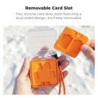 Transparent Double-Sided Memory Card Case with Customizable Slots, Waterproof & Shockproof Storage Holder for 2 CF-A, 2 SD, 8 Micro SD/TF Cards, Includes Orange Lanyard