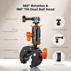 K&F CONCEPT Motorcycle Bike Clamp Mount 360° BallHead for Action CameraAdjustable Handlebar Clamp Mount for Cycling/Motorcycle/Bicycle/Handbar/Round Tube(0.31-1.85"), MS66