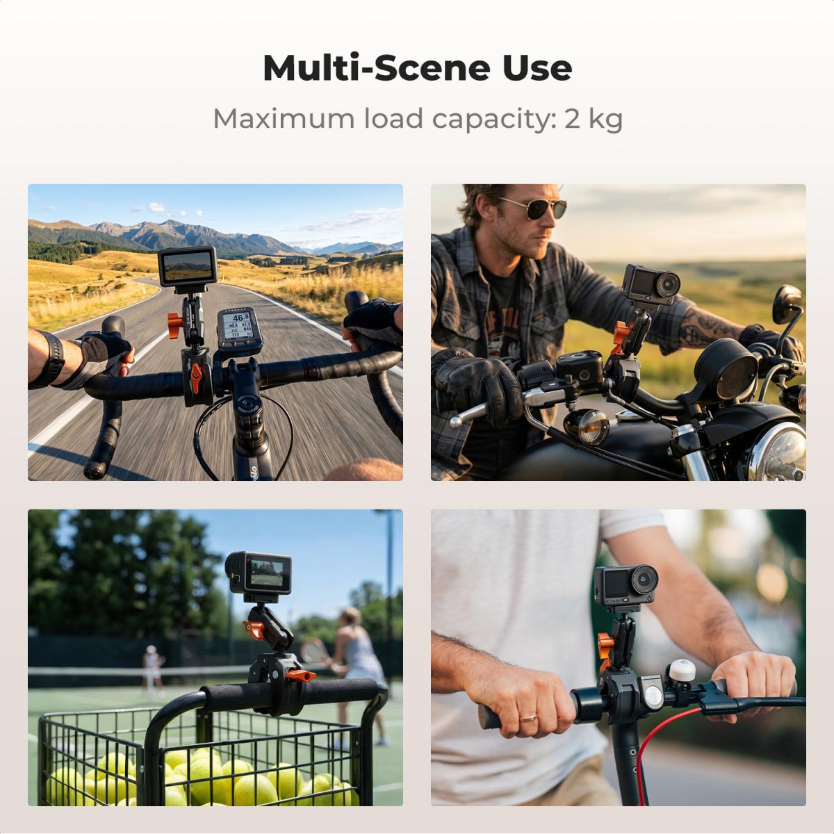 K&F CONCEPT Motorcykelcykelklemmebeslag kompatibel med DJI Action 6