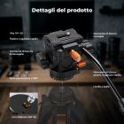 Testa fluida K&F CONCEPT, testa fluida in plastica liscia come la seta per panoramiche e inclinazioni a 360°, leggera, compatibile con Arca Swiss, carico massimo 3,4 kg, ideale per viaggi, riprese all'aperto e vlog. FH-04
