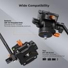 K&F CONCEPT Fluid Head, Silky Smooth Plastic Tripod Fluid Head for 360°Pan and Tilt, Lightweight Tripod Head Compatible Arca Swiss Max Load 7.6 lbs for Travel, Outdoor Shooting, Vlog. FH-04