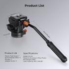 K&F CONCEPT Fluid Head, Silky Smooth Plastic Tripod Fluid Head for 360°Pan and Tilt, Lightweight Tripod Head Compatible Arca Swiss Max Load 7.6 lbs for Travel, Outdoor Shooting, Vlog. FH-04
