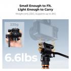 K&F CONCEPT Metal Fluid Head for Tripod, 3kg/6.6lbs Camera Fluid Head with Removable Handle, 360° Smooth Pan, -70° to +90° Tilt, for DSLR & Mirrorless Cameras