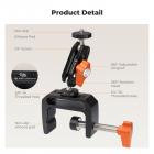 K&F CONCEPT Camera C-Clamp Mount with Double Ball Head Magic Arm360° Adjustable Clamp Desktop Mount, for Action Camera, Monitor, LED Light and Microphone