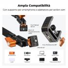 Supporto da scrivania K&F CONCEPT da 22" con braccio magico e morsetto a C, supporto per fotocamera dall'alto con doppio braccio snodato a sfera per telefono, action camera, luce LED, microfono e webcam, capacità di carico 1 kg.