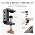 Supporto da scrivania K&F CONCEPT da 22" con braccio magico e morsetto a C, supporto per fotocamera dall'alto con doppio braccio snodato a sfera per telefono, action camera, luce LED, microfono e webcam, capacità di carico 1 kg.