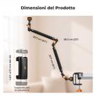 Supporto da scrivania K&F CONCEPT da 22" con braccio magico e morsetto a C, supporto per fotocamera dall'alto con doppio braccio snodato a sfera per telefono, action camera, luce LED, microfono e webcam, capacità di carico 1 kg.