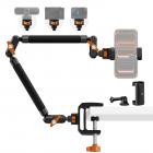 K&F CONCEPT 22" Magic Arm Desk Mount with C-Clamp, Overhead Camera Mount with Articulating Double Ballhead Arm for Phone, Action Camera, LED Light, Microphone & Webcam, 1kg Load Capacity