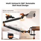 K&F CONCEPT 22" Magic Arm Desk Mount with C-Clamp, Overhead Camera Mount with Articulating Double Ballhead Arm for Phone, Action Camera, LED Light, Microphone & Webcam, 1kg Load Capacity