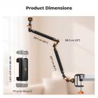 K&F CONCEPT 22" Magic Arm Desk Mount with C-Clamp, Overhead Camera Mount with Articulating Double Ballhead Arm for Phone, Action Camera, LED Light, Microphone & Webcam, 1kg Load Capacity
