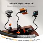Flexible Clamp Mount Kit, Action Camera Gooseneck Mount with 1/4" & 3/8" Screws for Flat & Round Surfaces, Compatible with Smartphone, Action Camera, Light and Webcam