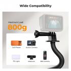 Flexible Clamp Mount Kit, Action Camera Gooseneck Mount with 1/4" & 3/8" Screws for Flat & Round Surfaces, Compatible with Smartphone, Action Camera, Light and Webcam