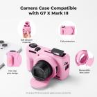 Canon G7X III Silicone Protective Case with Screen Protector Set, Anti-Scratch Shockproof Soft Skin Pink