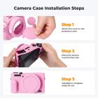 Canon G7X III Silicone Protective Case with Screen Protector Set, Anti-Scratch Shockproof Soft Skin Pink