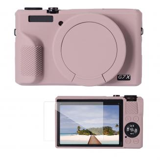 Canon G7X III Silicone Protective Case with Screen Protector Set, Anti-Scratch Shockproof Soft Skin Purple