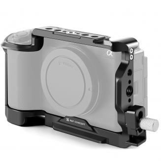 Gabbia completa per fotocamera Sony ZV-E1, rig video leggero in alluminio con base a sgancio rapido Arca-Swiss e attacco a slitta.