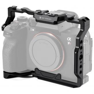 Gabbia completa per fotocamera Sony Alpha 7, rig video leggero in alluminio con base a sgancio rapido Arca-Swiss e attacco a slitta.