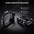 Gabbia completa per fotocamera Canon R50V, rig video leggero in alluminio con base a sgancio rapido Arca-Swiss e attacco a slitta.