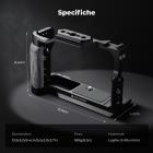 Gabbia completa per fotocamera Canon R50V, rig video leggero in alluminio con base a sgancio rapido Arca-Swiss e attacco a slitta.