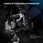 Gabbia completa per fotocamera Canon R50V, rig video leggero in alluminio con base a sgancio rapido Arca-Swiss e attacco a slitta.