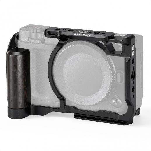 Gabbia completa per fotocamera Nikon ZR, rig video leggero in alluminio con base a sgancio rapido Arca-Swiss e attacco a slitta.