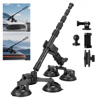 K&F CONCEPT 5-in-1 Suction Cup Car Mount for Camera, Adjustable Vehicle Camera Mount for Action Cameras, Smartphones & DSLR, Quick Release Mount for Hood, Windshield, Door & Side Panel
