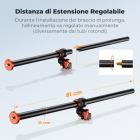 Braccio di estensione orizzontale per treppiede K&F CONCEPT da 32", colonna centrale staccabile in lega di alluminio a 2 sezioni con rotazione a 360° e inclinazione a 180° per macrofotografia dall'alto, supporta 11 libbre.